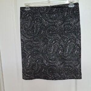 Michael Kors Black Paisley Pencil Skirt Size 10 EUC Nylon Stretch